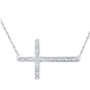 Diamond Accent Sterling Silver Cross Necklace